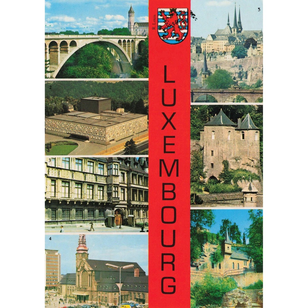 Luxembourg City Multi-View Postcard Pont Adolphe Grand Ducal Palace Vintage - Picture 1 of 2